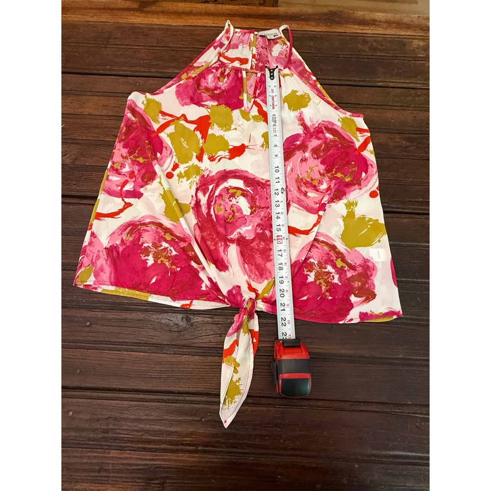 Allison Joy Womens Halter Neck Floral Tie Front Blouse Pink Size Large Resort - Picture 4 of 8